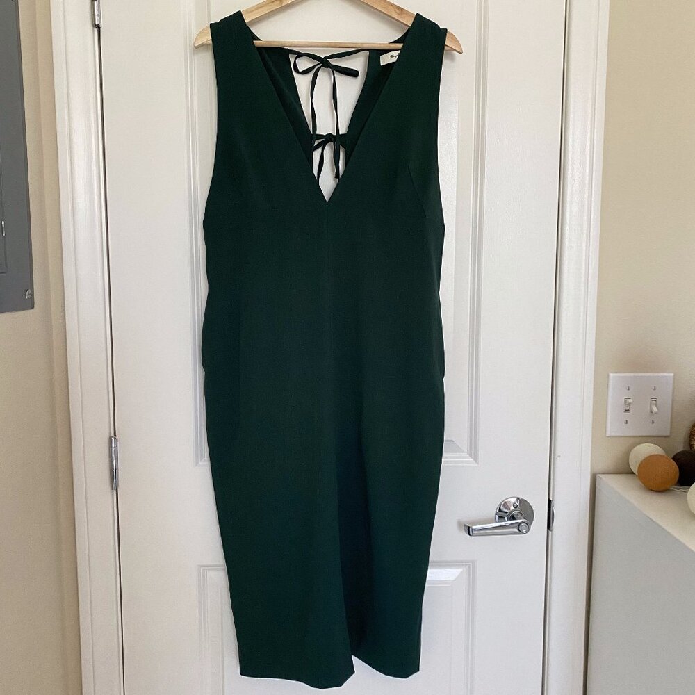 Simple Retro V-Neck Sleeveless Midi Dress (S)